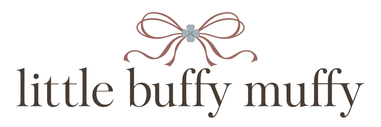 Little Buffy Muffy — fiyonk ve çiçek amblemli logo